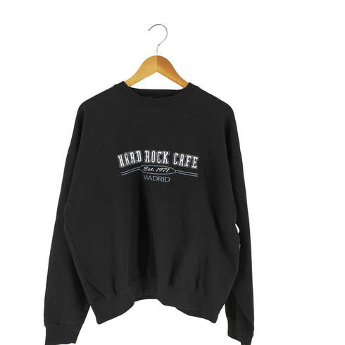 ハードロックカフェ Hard Rock Cafe MADRID ロゴ刺繍 クルーネックスウェット メンズ
